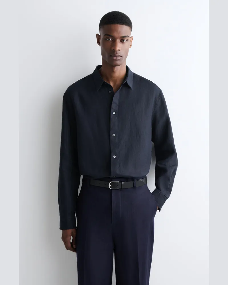 COS Lockeres Leinenhemd Blau