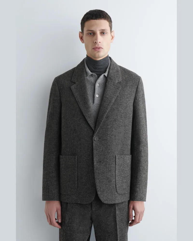 COS Unstrukturierter Wollblazer Mit Fischgrätenmuster Grün