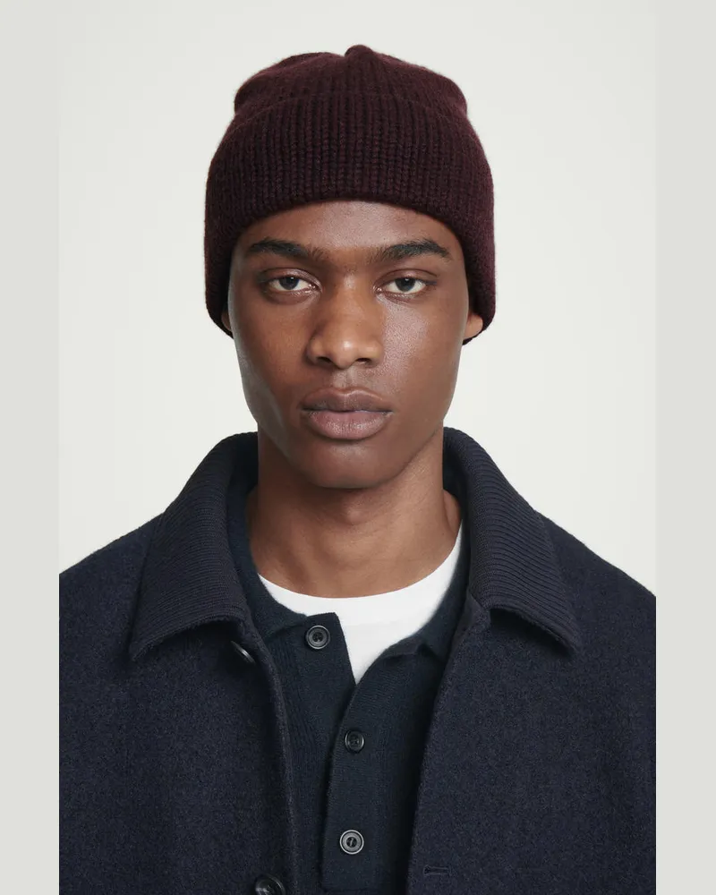 COS Gerippte Beanie Aus Kaschmir-Mix Mit Krempe Rot