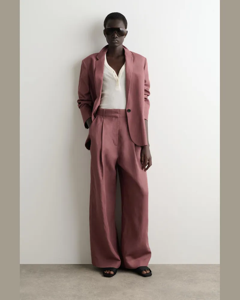 COS Lockere Hose Aus Leinen-Mix Mit Weitem Bein Braun