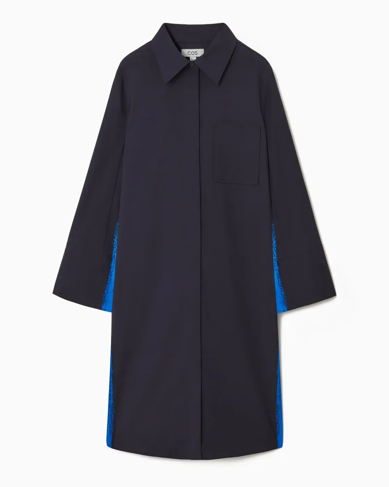 COS Bemaltes Hemdkleid Aus Wolle Blau