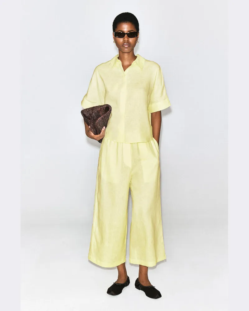 COS Culottes Aus Leinen Gelb