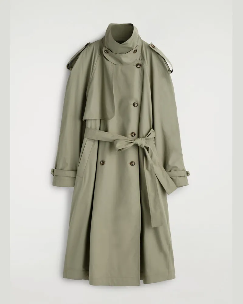 COS Trenchcoat Aus Baumwolle Mit Stehkragen Grün