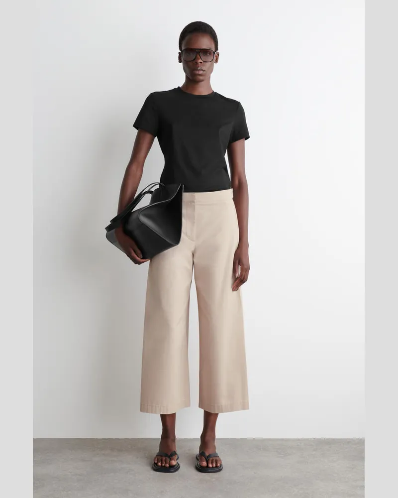 COS Verkürzte Hose Aus Baumwolle Mit Weitem Bein Beige