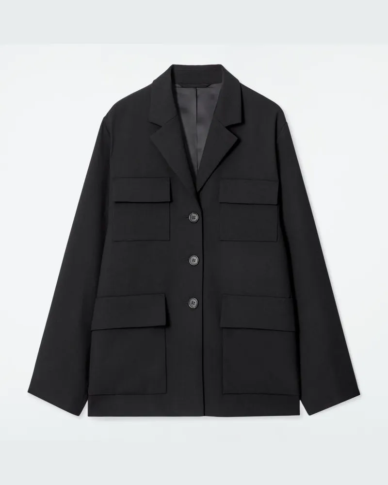 COS Lockerer Einreihiger Utility-Blazer Schwarz