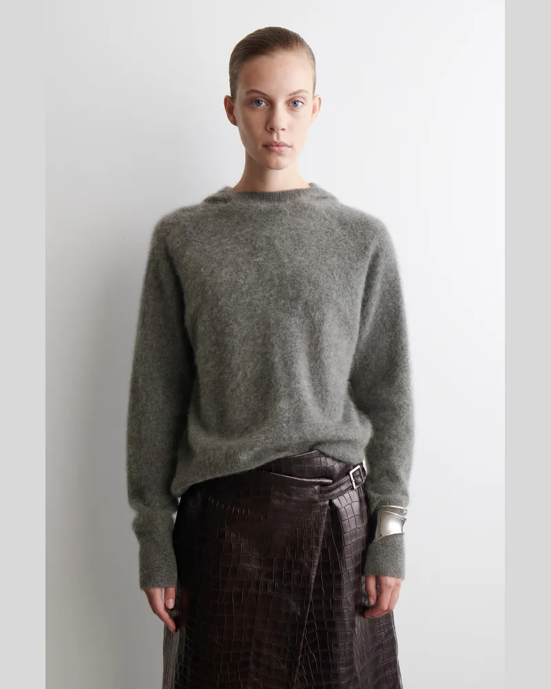 COS Kapuzenpullover Aus Gebürstetem Kaschmir Grau