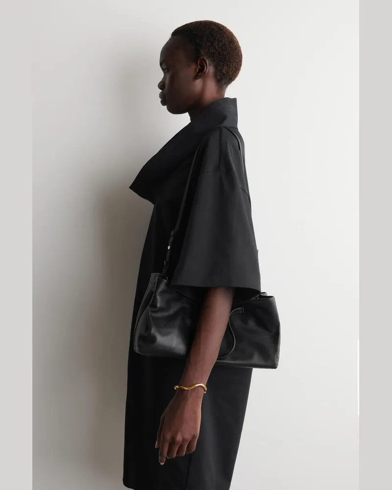COS Bateau Tote Bag - Leder Schwarz