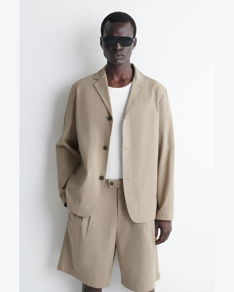 COS Unstrukturierter Blazer Aus Baumwoll-Mix Beige
