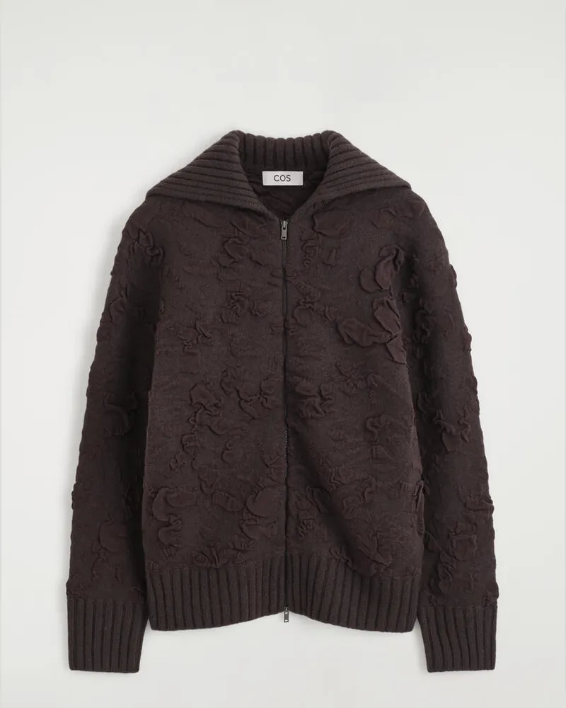 COS Strickjacke Aus Bubble-Jacquard Braun