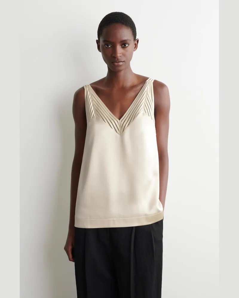 COS Trägertop Aus Satin Mit Lochmuster Weiß