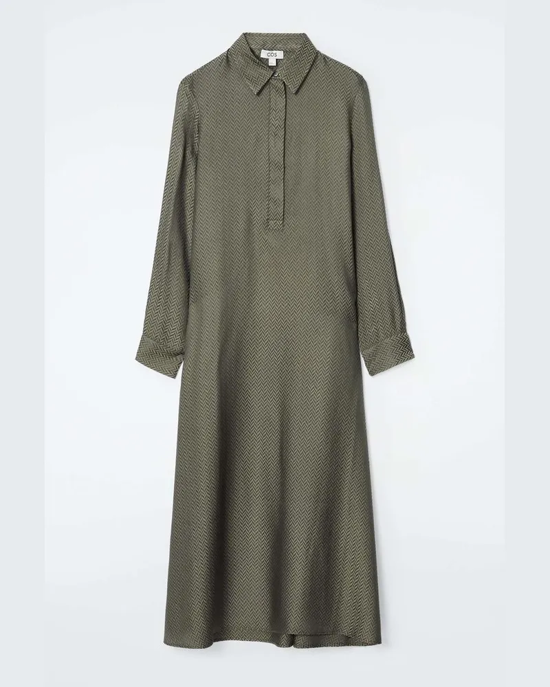 COS Maxi-Hemdkleid Mit Fischgrätmuster Braun