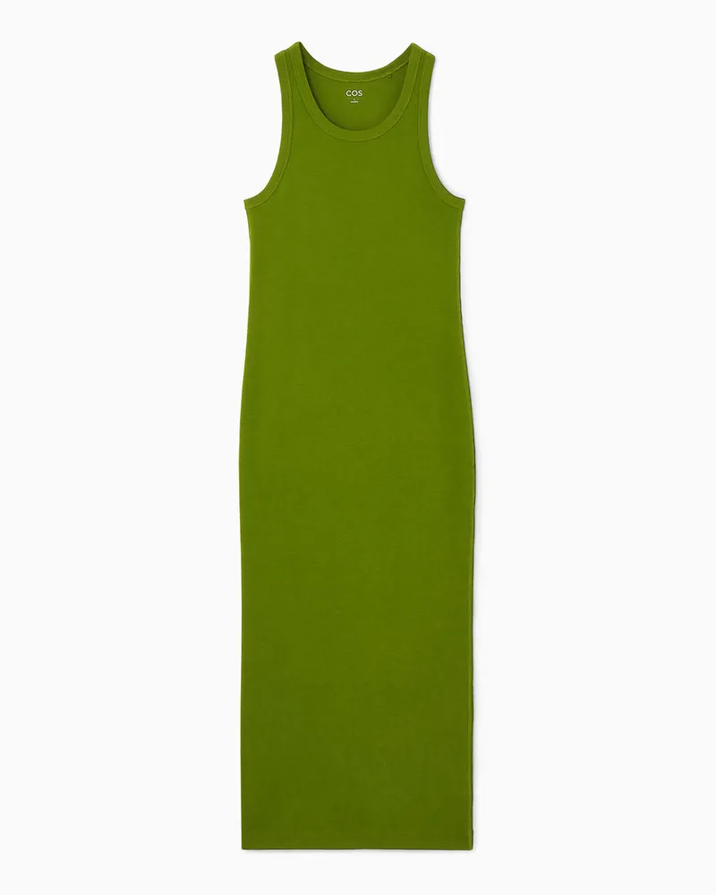 COS Geripptes Schlauchkleid Grün