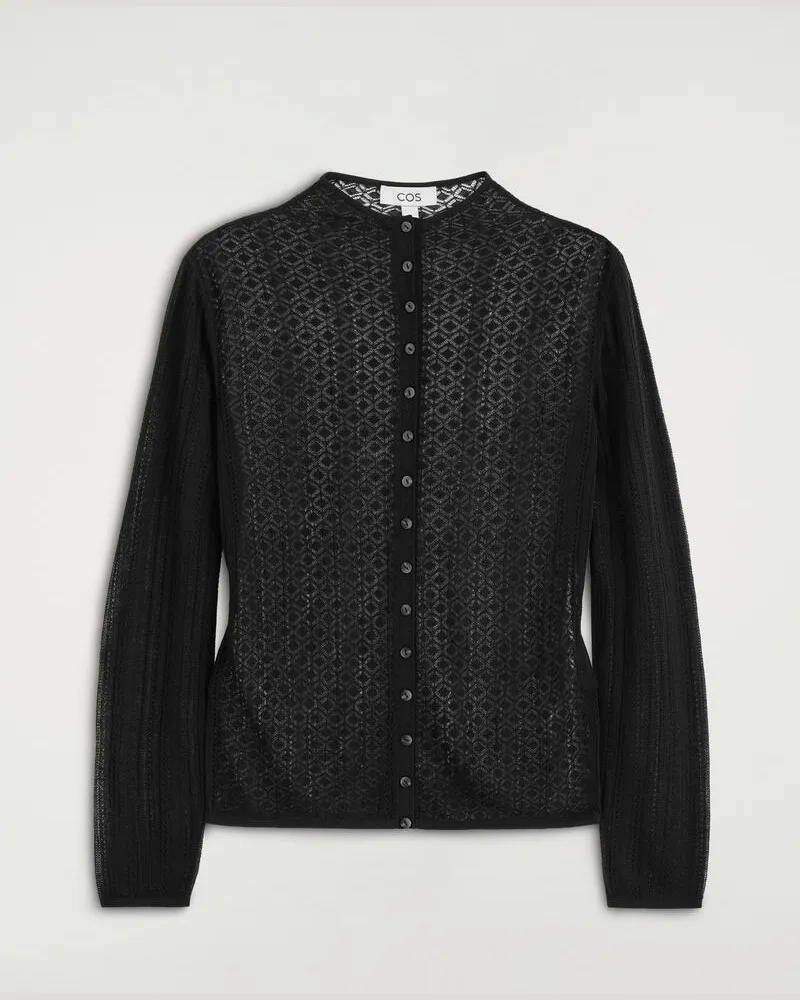 COS Strickjacke Mit Spitzen- Und Rautenmuster Schwarz