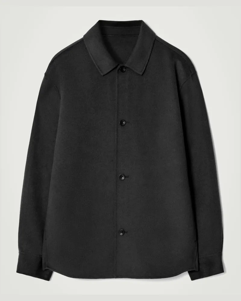 COS Doubleface-Hemdjacke Aus Wolle Schwarz
