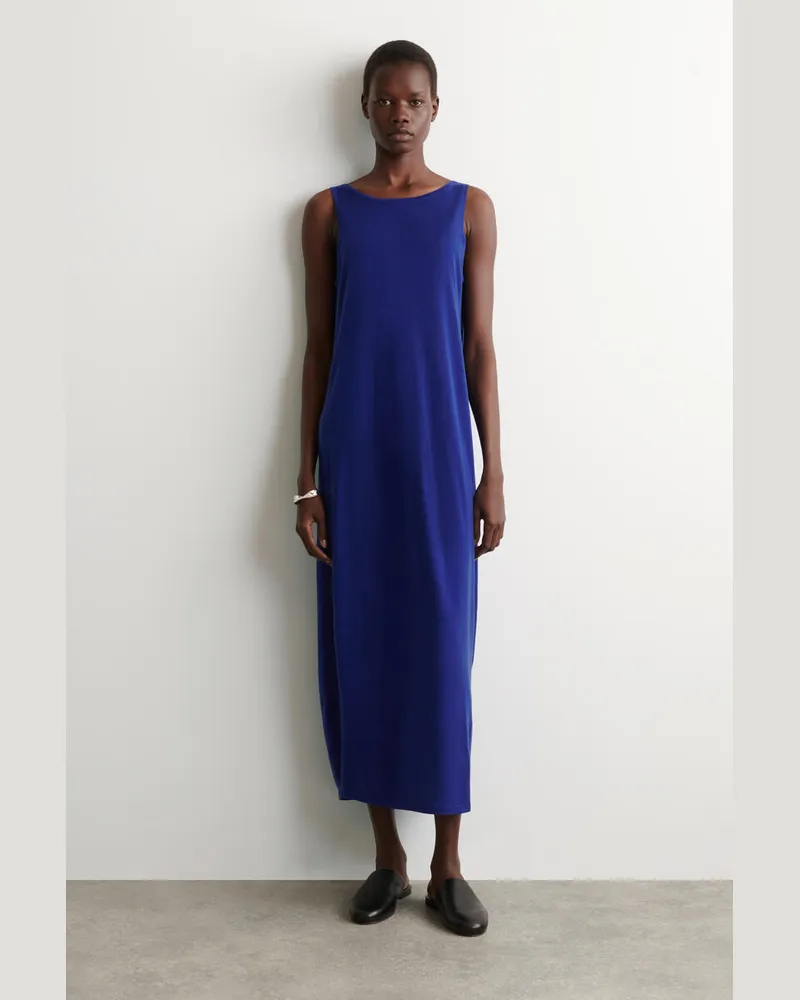 COS Abgerundetes Maxikleid Aus Merinowolle Blau