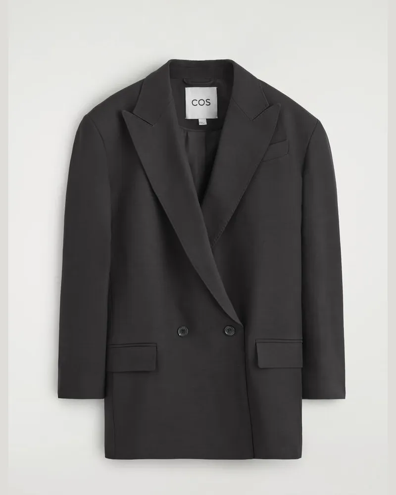 COS Zweireihiger Blazer Mit Kontrastfutter Schwarz