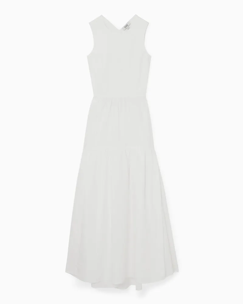 COS Midikleid Mit Cut-Out Am Rücken Weiß