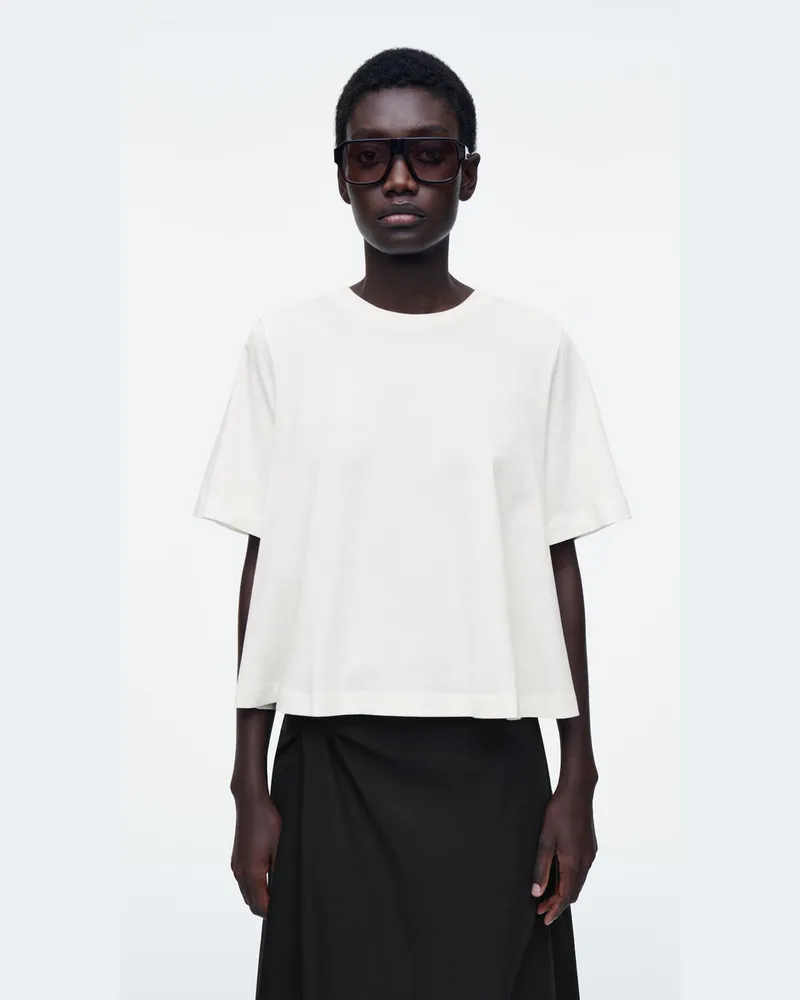 COS Lockeres Trapezförmiges T-Shirt Weiß