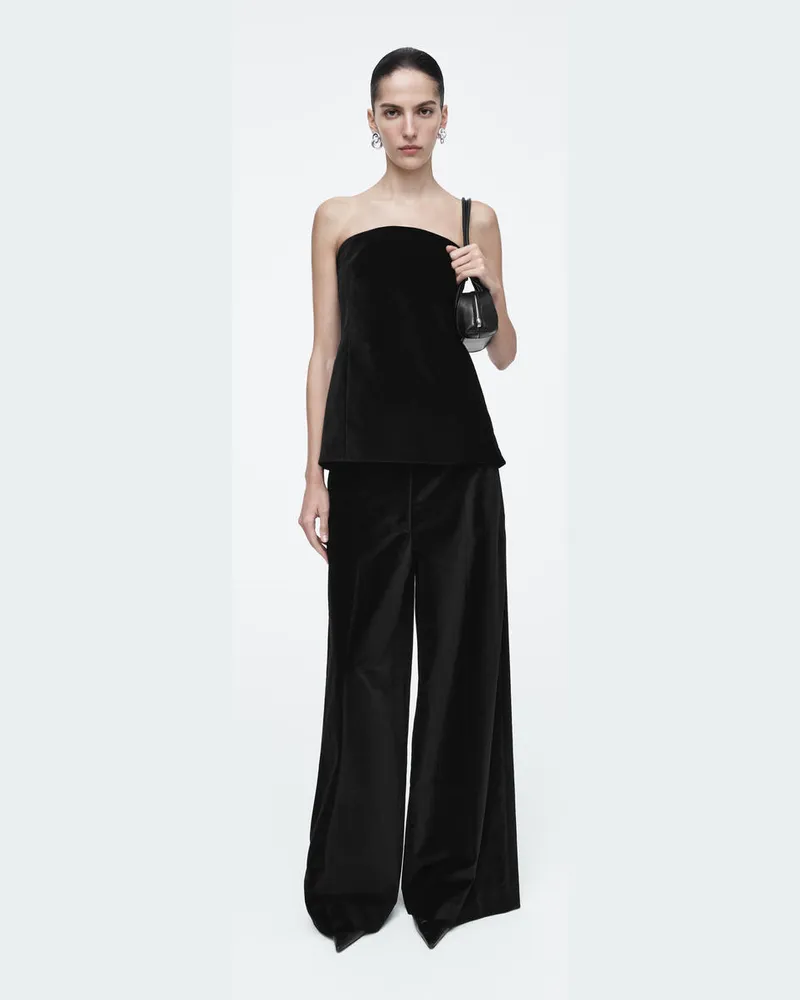 COS Lockere Hose Aus Samt Mit Weitem Bein Schwarz