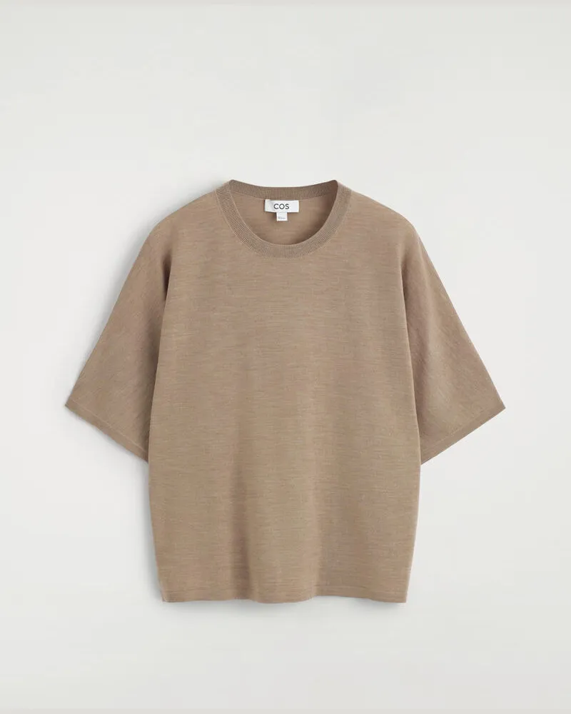 COS Strick-T-Shirt Aus Merinowolle Braun