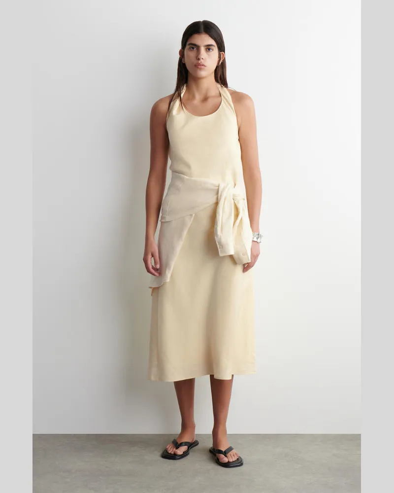 COS Neckholder-Kleid Aus Leinen-Mix Gelb