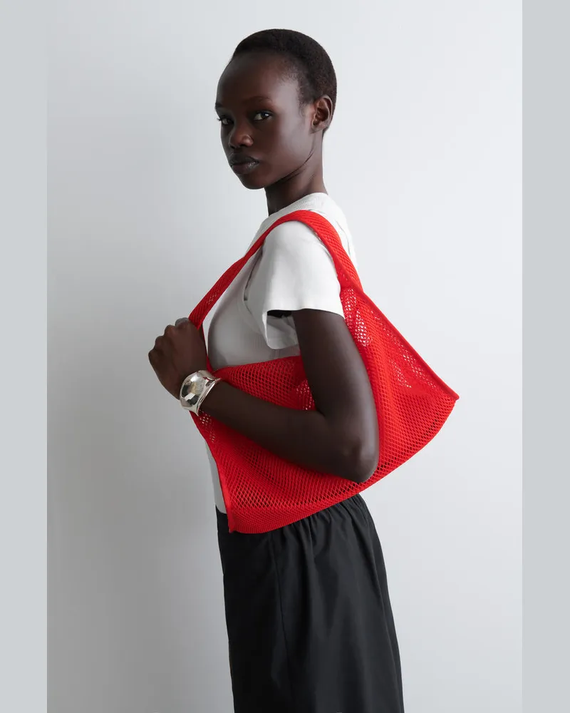 COS Kleine Tote Bag - Mesh Rot