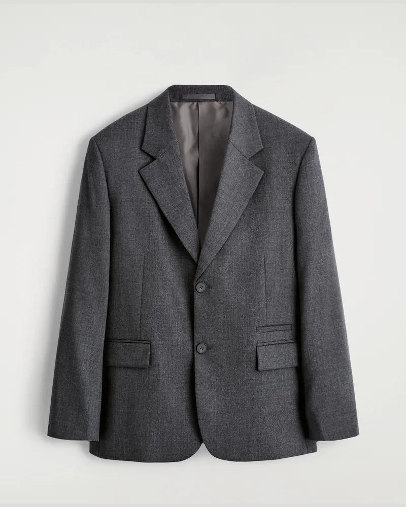 COS Einreihiger Wollblazer Grau