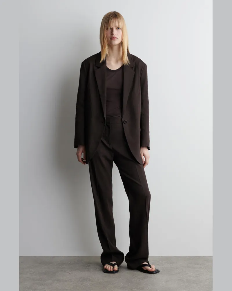 COS Elegante Leinenhose Mit Geradem Bein Braun