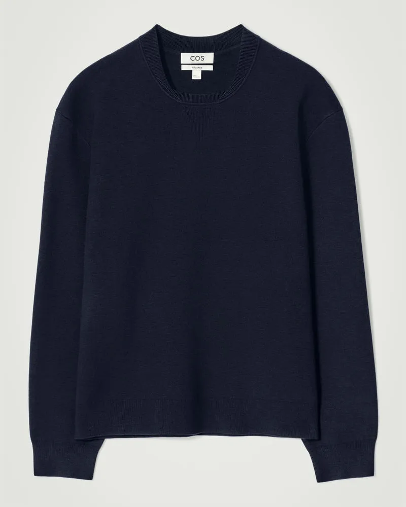 COS Strickpullover Aus Doubleface-Material Blau
