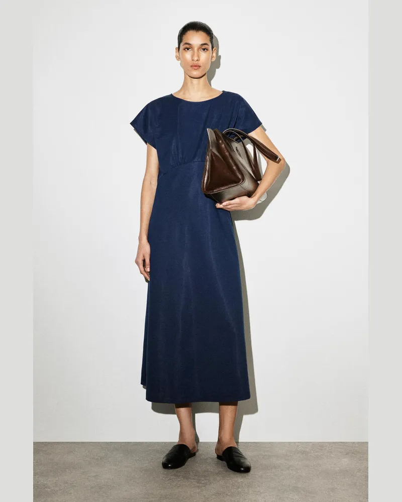 COS Skulpturales Midikleid Aus Jersey Mit Raffungen Blau