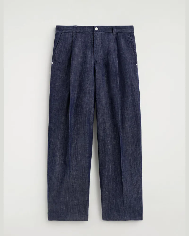 COS Hose Aus Denim Mit Weitem Bein Und Bügelfalten Blau