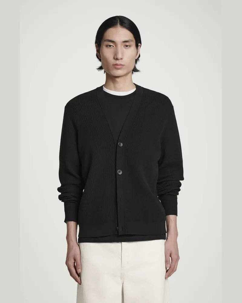 COS Strickjacke Aus Baumwolle Mit V-Ausschnitt Schwarz