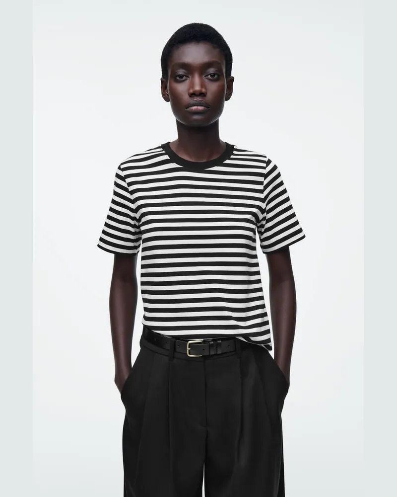 COS Alltags-T-Shirt Mit Normaler Passform Schwarz
