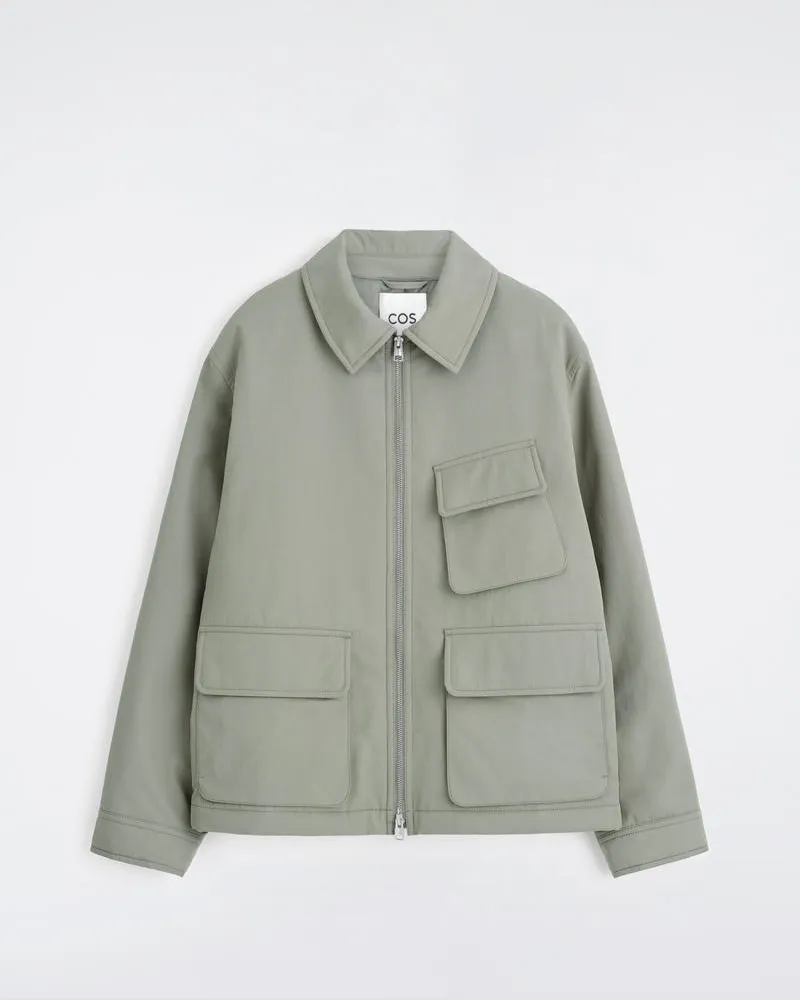 COS Gefütterte Harrington-Jacke Aus Nylon Grau
