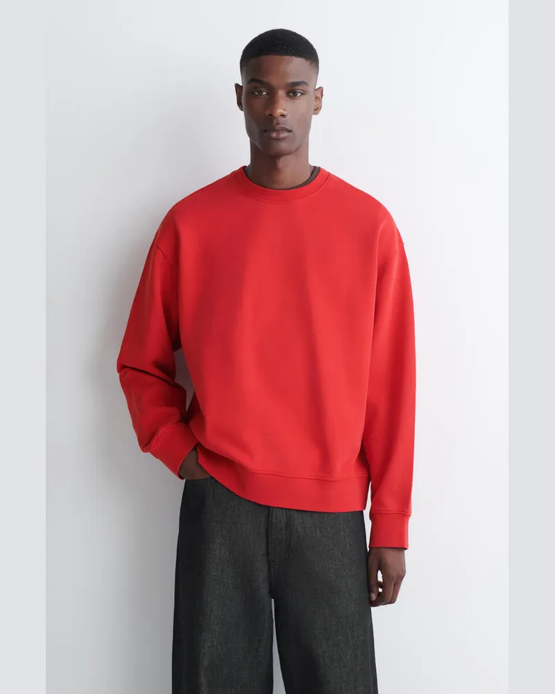 COS Sweatshirt Aus Vorgewaschener Baumwolle Rot