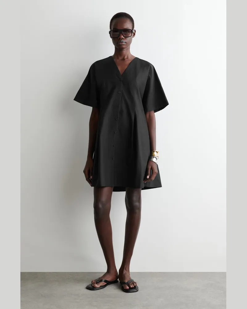 COS Minikleid In A-Linie Mit Falten Schwarz
