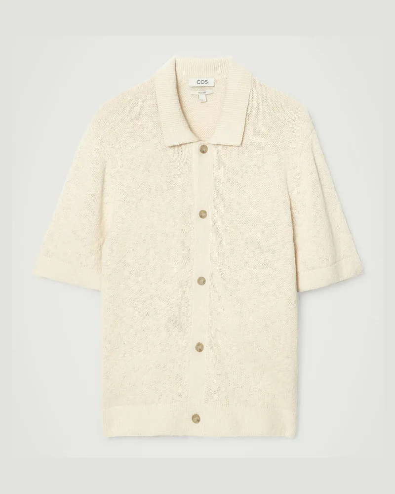 COS Lockeres Meliertes Strickhemd Weiß