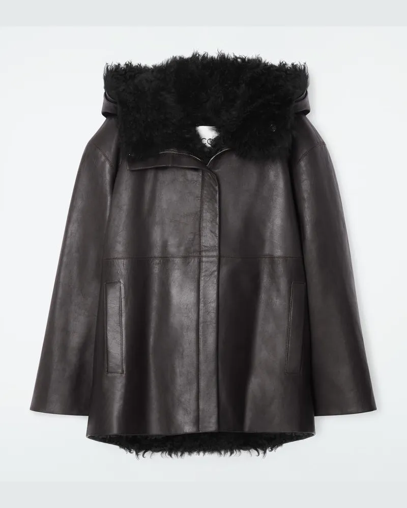 COS Kapuzenjacke Aus Nappaleder Mit Shearling-Futter Braun