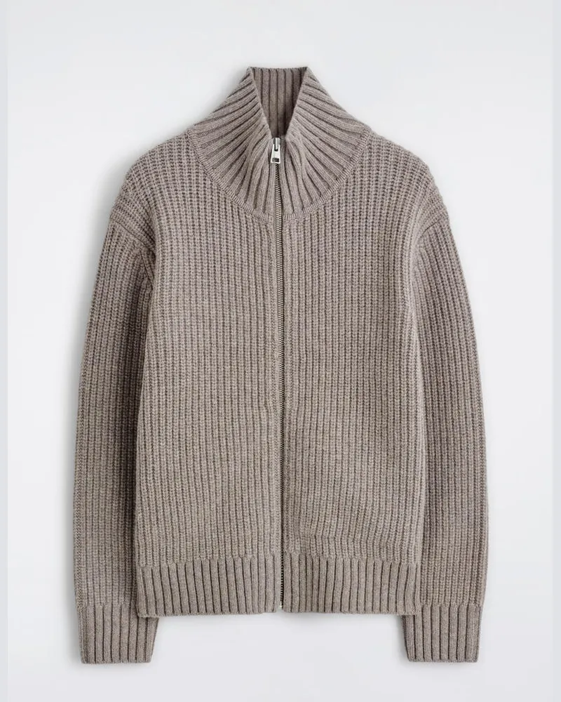 COS Strickjacke Aus Wolle Mit Stehkragen Beige