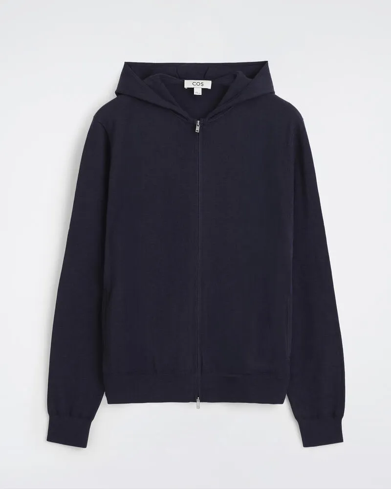 COS Kapuzenjacke Aus Merinowolle Mit Reissverschluss Blau