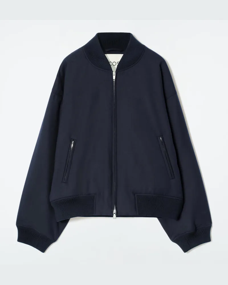 COS Oversized-Bomberjacke Aus Wolle Blau