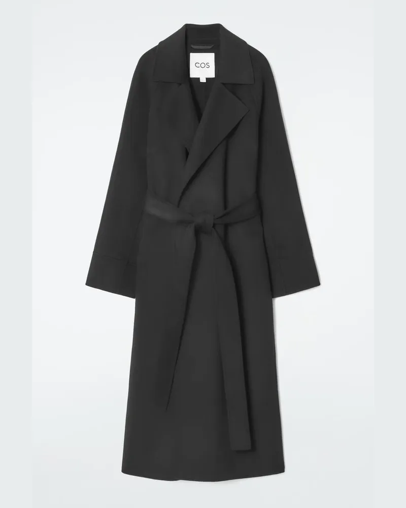 COS Langer Mantel Aus Doubleface-Wolle Mit Gürtel Schwarz