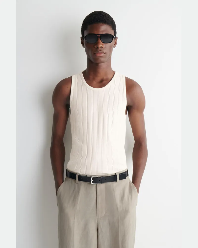 COS Schmal Geschnittenes Tanktop Aus Baumwolle Beige