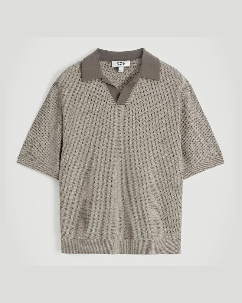 COS Bouclé-Poloshirt Mit Lochstrickmuster Braun