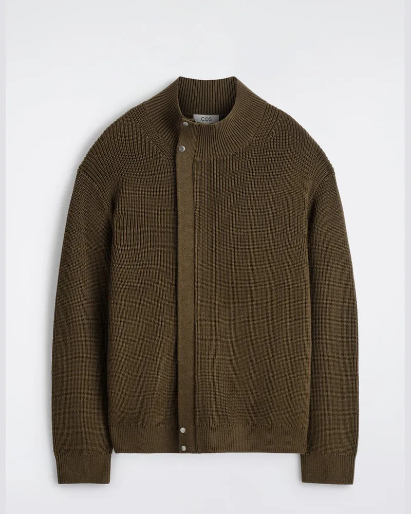 COS Gerippte Jacke Aus Wolle Mit Kragen Braun