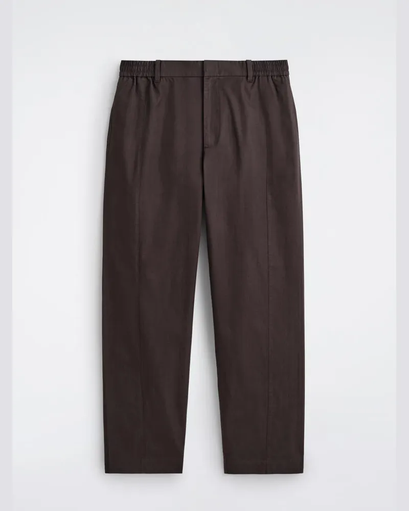 COS Cotton Tapered Trousers Braun