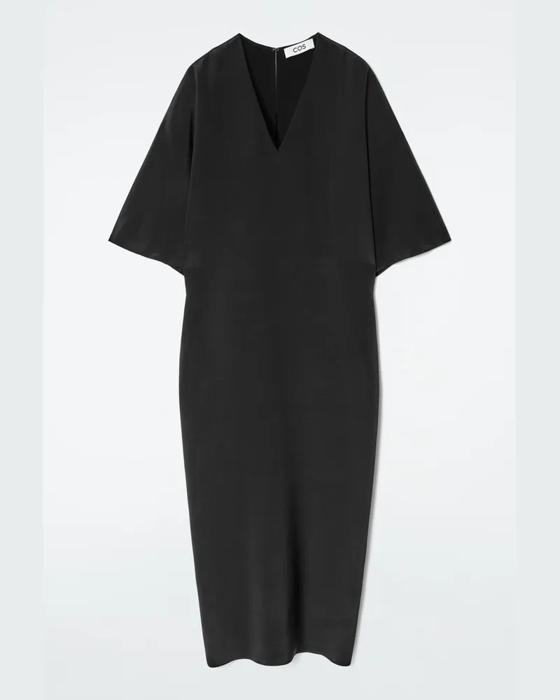 COS Drapiertes Seidenkleid Schwarz