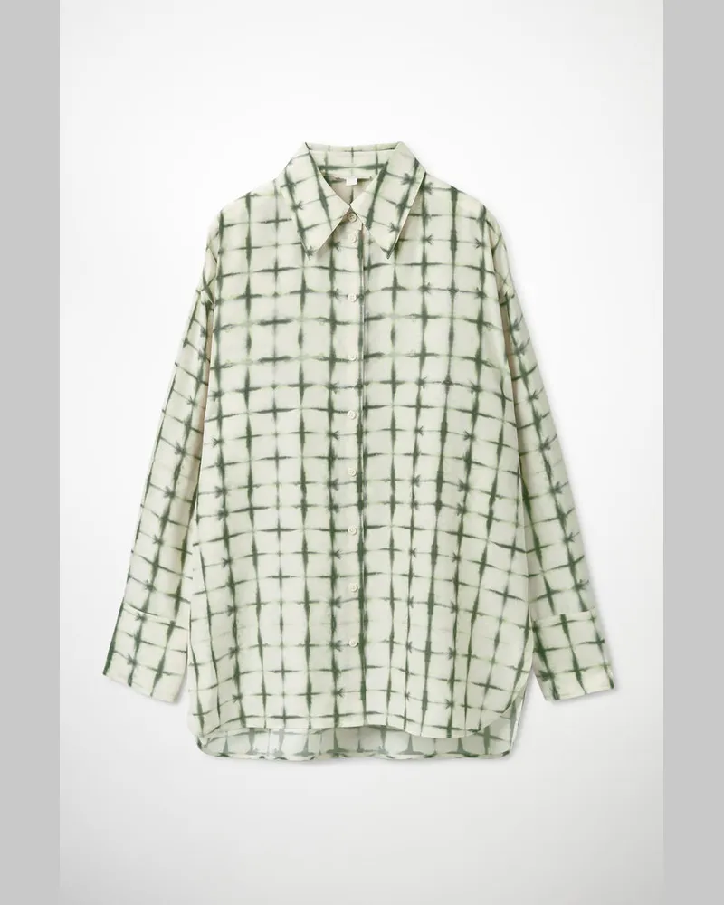 COS Printed Silk Blouse Beige