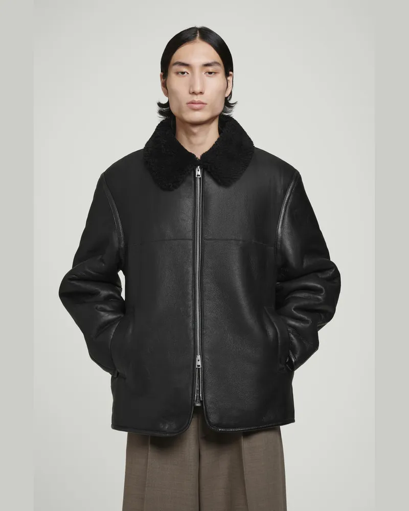 COS Fliegerjacke Aus Shearling Schwarz