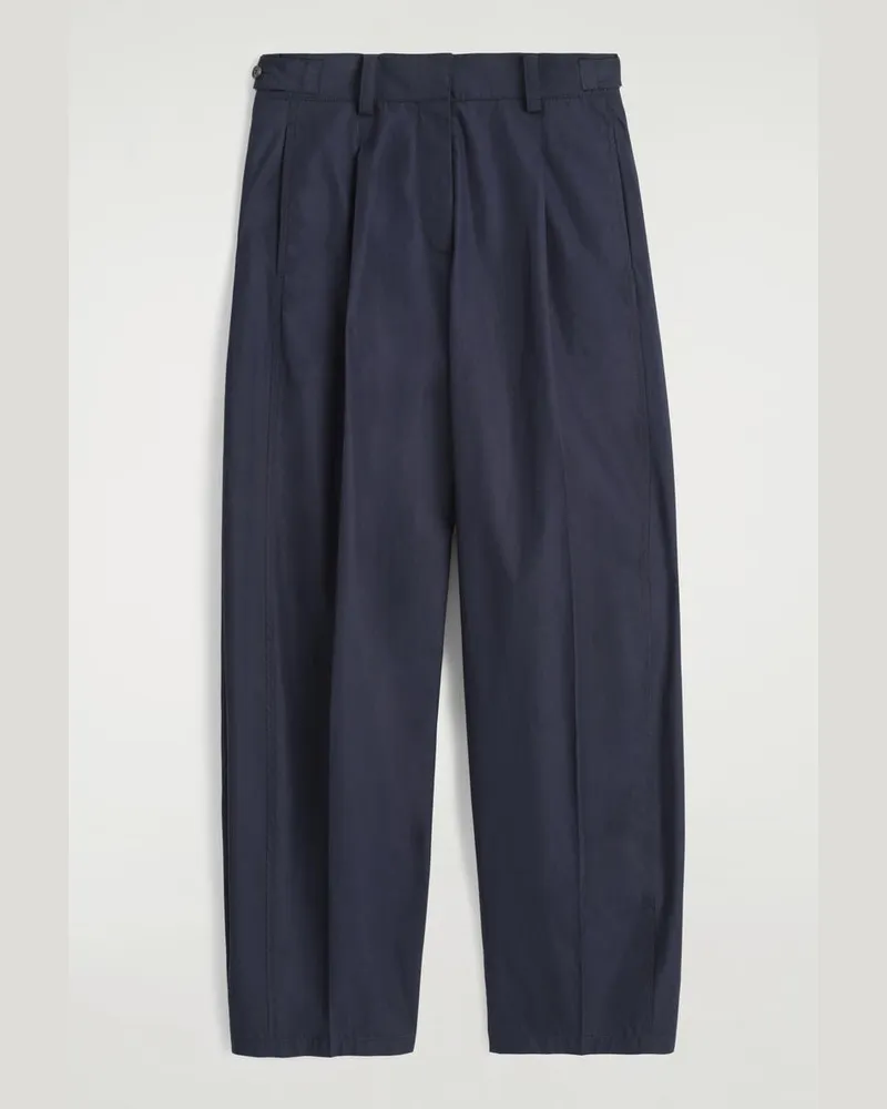 COS Baumwollhose Mit Barrel-Bein Und Falten Blau